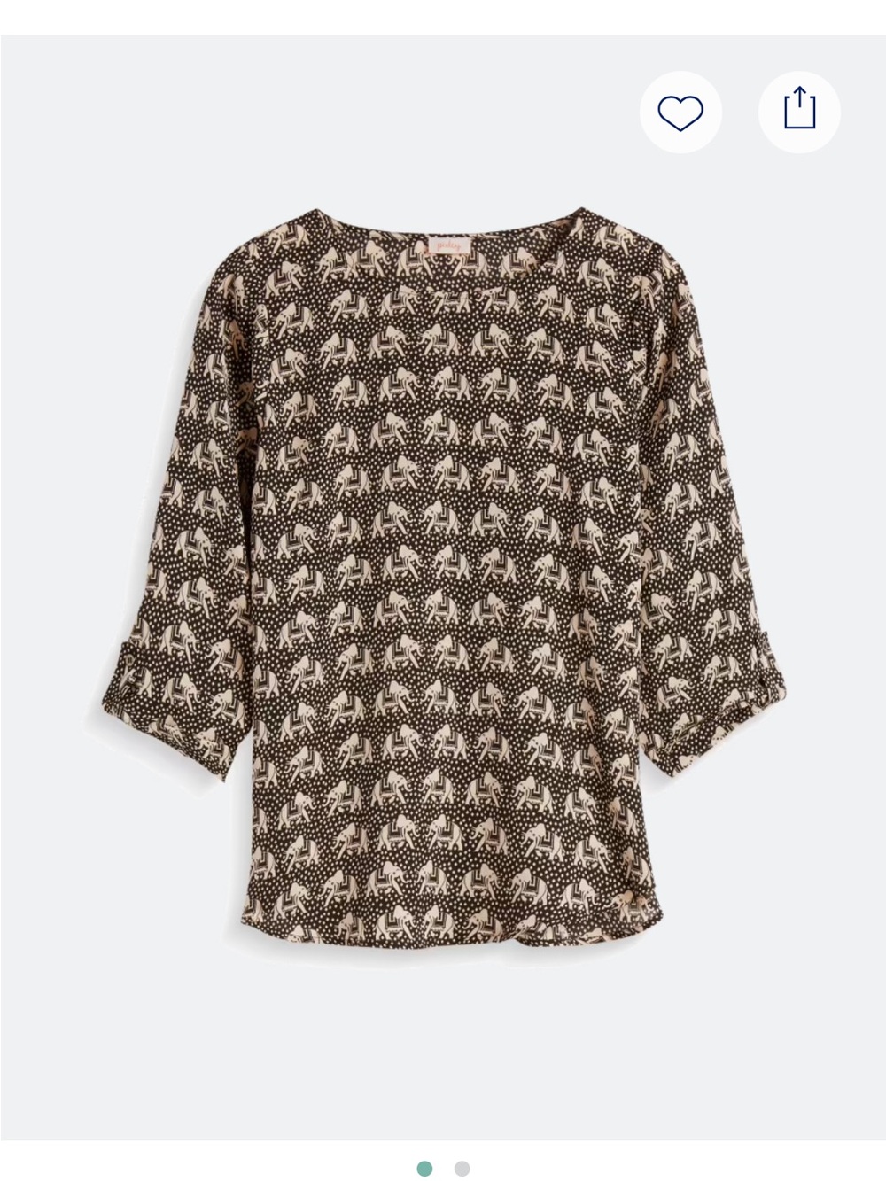 Pixley Black and Cream Elephant Print Blouse